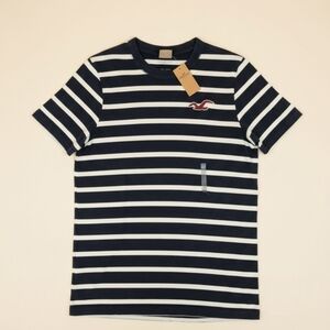 Hollister Navy and White Striped Crewneck